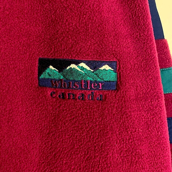 Vintage 80’s Whistler Fleece Jacket Sz L Colorful pink green blue cozy Oversized - Picture 4 of 10